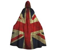JEJEA British Flag print Halloween Hooded Cloak Cape Unisex for Cosplay, Christmas Party Favors Witchy Outfits