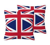 JEJEA British Flag Print Imitation Linen Pillowcase-2 Sets, Decorative Throw Pillow Covers For Living Room Bed Sofa