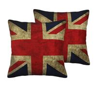JEJEA British Flag Print Imitation Linen Pillowcase-2 Sets, Decorative Throw Pillow Covers For Living Room Bed Sofa
