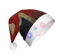 JEJEA British Flag Print Santa Hat Adult Led, Christmas Hat With Lights For Women And Men New Year Party Supplies