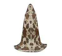 JEJEA Brown Cowhide Art Print Halloween Cosplay Christmas Party Outfits Hooded Wizard Robe Halloween Cloak Medieval Renaissance
