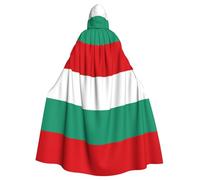 JEJEA Bulgarian Flag Print Witch Wizard Hooded Cloak, Adult Halloween Party Cape, For Witch Vampire Cosplay Costume