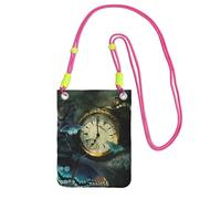 JEJEA Butterfly Clocks Print Crossbody Phone Bag For Women Men, Adjustable Strap Phone Purse, For Travel Shopping