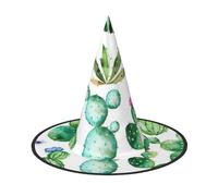 JEJEA Cactus Flower Print Women'S Large Witch Hat Witch Hat Witches Hats Halloween Cosplay Party Accessory
