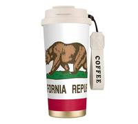 JEJEA California State Flag Print Stainless Steel Insulated Mugs, Double Wall Coffee Cups, Coffee Travel Mug for Home Office