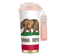 JEJEA California State Flag Print Stainless Steel Insulated Mugs, Double Wall Coffee Cups, Coffee Travel Mug for Home Office