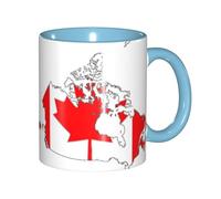 JEJEA Canadian Flag Map Print 11 Oz Pottery Mug, Ceramic Coffee Cups Elegant Tea Mugs with Gift Box for Women with 6 Colors