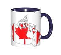JEJEA Canadian Flag Map Print 11 Oz Pottery Mug, Ceramic Coffee Cups Elegant Tea Mugs with Gift Box for Women with 6 Colors