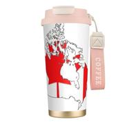 JEJEA Canadian Flag Map Print Stainless Steel Insulated Mugs, Double Wall Coffee Cups, Coffee Travel Mug for Home Office