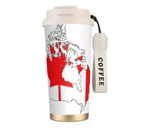 JEJEA Canadian Flag Map Print Stainless Steel Insulated Mugs, Double Wall Coffee Cups, Coffee Travel Mug for Home Office