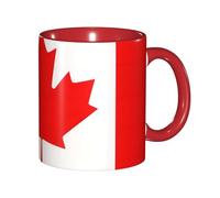 JEJEA Canadian Flag Print 11 Oz Pottery Mug, Ceramic Coffee Cups Elegant Tea Mugs with Gift Box for Women with 6 Colors