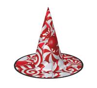 JEJEA Candy Canes Print Women'S Large Witch Hat Witch Hat Witches Hats Halloween Cosplay Party Accessory