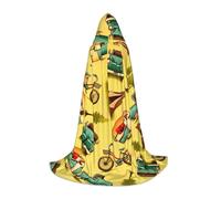 JEJEA Car And Bicycle Print Halloween Cosplay Christmas Party Outfits Hooded Wizard Robe Halloween Cloak Medieval Renaissance