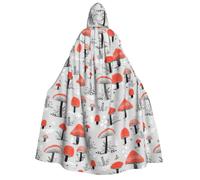 JEJEA Cartoon Mushrooms print Halloween Hooded Cloak Cape Unisex for Cosplay, Christmas Party Favors Witchy Outfits
