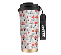 JEJEA Cartoon Mushrooms Print Stainless Steel Insulated Mugs, Double Wall Coffee Cups, Coffee Travel Mug for Home Office