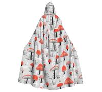 JEJEA Cartoon Mushrooms Print Witch Wizard Hooded Cloak, Adult Halloween Party Cape, For Witch Vampire Cosplay Costume