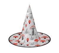 JEJEA Cartoon Mushrooms Print Women'S Large Witch Hat Witch Hat Witches Hats Halloween Cosplay Party Accessory
