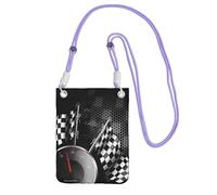 JEJEA Checkered Flag Racing Print Crossbody Phone Bag For Women Men, Adjustable Strap Phone Purse, For Travel Shopping