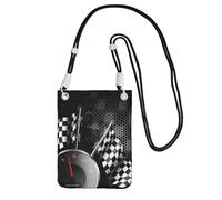 JEJEA Checkered Flag Racing Print Crossbody Phone Bag For Women Men, Adjustable Strap Phone Purse, For Travel Shopping