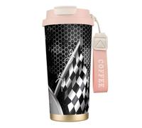 JEJEA Checkered Flag Racing Print Stainless Steel Insulated Mugs, Double Wall Coffee Cups, Coffee Travel Mug for Home Office