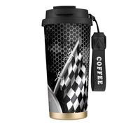 JEJEA Checkered Flag Racing Print Stainless Steel Insulated Mugs, Double Wall Coffee Cups, Coffee Travel Mug for Home Office