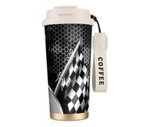 JEJEA Checkered Flag Racing Print Stainless Steel Insulated Mugs, Double Wall Coffee Cups, Coffee Travel Mug for Home Office