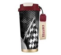 JEJEA Checkered Flag Racing Print Stainless Steel Insulated Mugs, Double Wall Coffee Cups, Coffee Travel Mug for Home Office