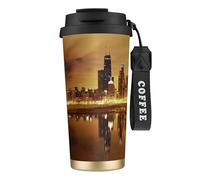 JEJEA Chicago Print Stainless Steel Insulated Mugs, Double Wall Coffee Cups, Coffee Travel Mug for Home Office