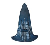 JEJEA Chicago Reflected Print Halloween Cosplay Christmas Party Outfits Hooded Wizard Robe Halloween Cloak Medieval Renaissance
