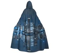 JEJEA Chicago Reflected print Halloween Hooded Cloak Cape Unisex for Cosplay, Christmas Party Favors Witchy Outfits