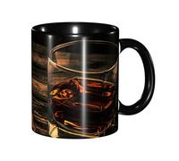 JEJEA Cigar & Whiskey Print 11 Oz Pottery Mug, Ceramic Coffee Cups Elegant Tea Mugs with Gift Box for Women with 6 Colors