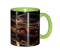 JEJEA Cigar & Whiskey Print 11 Oz Pottery Mug, Ceramic Coffee Cups Elegant Tea Mugs with Gift Box for Women with 6 Colors