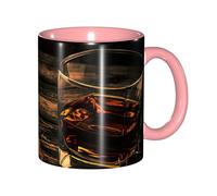 JEJEA Cigar & Whiskey Print 11 Oz Pottery Mug, Ceramic Coffee Cups Elegant Tea Mugs with Gift Box for Women with 6 Colors