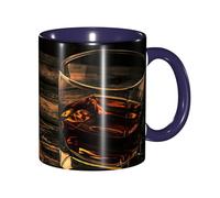JEJEA Cigar & Whiskey Print 11 Oz Pottery Mug, Ceramic Coffee Cups Elegant Tea Mugs with Gift Box for Women with 6 Colors