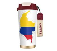 JEJEA Colombia Flag Map Print Stainless Steel Insulated Mugs, Double Wall Coffee Cups, Coffee Travel Mug for Home Office