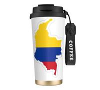 JEJEA Colombia Flag Map Print Stainless Steel Insulated Mugs, Double Wall Coffee Cups, Coffee Travel Mug for Home Office