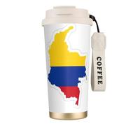 JEJEA Colombia Flag Map Print Stainless Steel Insulated Mugs, Double Wall Coffee Cups, Coffee Travel Mug for Home Office