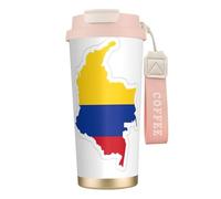 JEJEA Colombia Flag Map Print Stainless Steel Insulated Mugs, Double Wall Coffee Cups, Coffee Travel Mug for Home Office