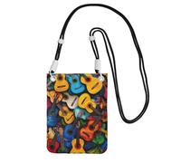 JEJEA Color Acoustic And Guitars Print Crossbody Phone Bag For Women Men, Adjustable Strap Phone Purse, For Travel Shopping