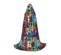 JEJEA Color Acoustic And Guitars Print Halloween Cosplay Christmas Party Outfits Hooded Wizard Robe Halloween Cloak Medieval Renaissance