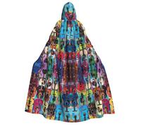 JEJEA Color Acoustic and Guitars print Halloween Hooded Cloak Cape Unisex for Cosplay, Christmas Party Favors Witchy Outfits