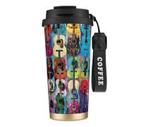 JEJEA Color Acoustic and Guitars Print Stainless Steel Insulated Mugs, Double Wall Coffee Cups, Coffee Travel Mug for Home Office