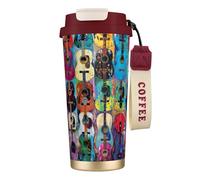 JEJEA Color Acoustic and Guitars Print Stainless Steel Insulated Mugs, Double Wall Coffee Cups, Coffee Travel Mug for Home Office