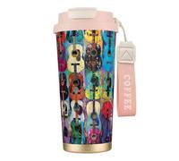 JEJEA Color Acoustic and Guitars Print Stainless Steel Insulated Mugs, Double Wall Coffee Cups, Coffee Travel Mug for Home Office