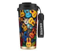 JEJEA Color Acoustic and Guitars Print Stainless Steel Insulated Mugs, Double Wall Coffee Cups, Coffee Travel Mug for Home Office
