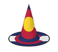 JEJEA Colorado Flag Print Women'S Large Witch Hat Witch Hat Witches Hats Halloween Cosplay Party Accessory