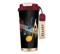 JEJEA Colorful Musical Note Print Stainless Steel Insulated Mugs, Double Wall Coffee Cups, Coffee Travel Mug for Home Office
