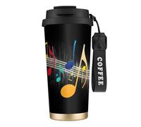 JEJEA Colorful Musical Note Print Stainless Steel Insulated Mugs, Double Wall Coffee Cups, Coffee Travel Mug for Home Office