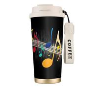 JEJEA Colorful Musical Note Print Stainless Steel Insulated Mugs, Double Wall Coffee Cups, Coffee Travel Mug for Home Office