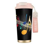 JEJEA Colorful Musical Note Print Stainless Steel Insulated Mugs, Double Wall Coffee Cups, Coffee Travel Mug for Home Office